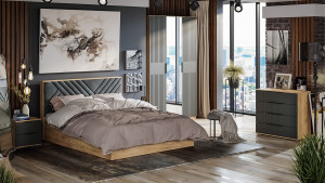 Спальный гарнитур Хилтон №1 серый/бежевый