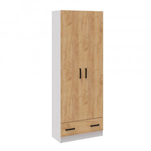 Шкаф 2-х створчатый распашной Кевин Белый/Дуб Крафт Золотой 80х38х215