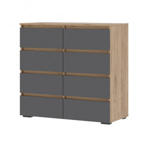 Комод 8 ящиков Хелен КМ 04   Серый / Дуб Крафт Золотой 100х46х96