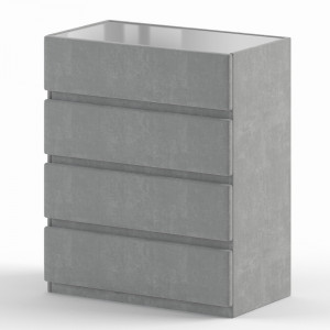 Комод 4-ящика Глория серый  велюр/стекло 81х46х96 см