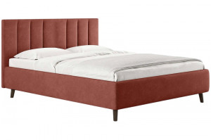 Кровать двуспальная с ПМ и ящиком мягкое изголовье теракотовый велюр 160х200