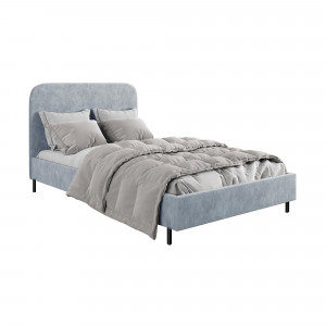 Кровать полутороспальная с мягким изголовьем серый плюш 120х200