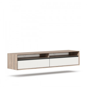 Тумба ТВ подвесная Электра вяз дымчатый  белый 180х44х35