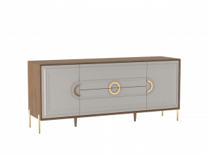 Комод широкий с ящиками Палермо  Дуб Каселла коричневый Экокожа Мокко 182х47х78