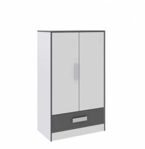 Шкаф распашной 2-х створчатый малый Тэбби белый/графит 80х45х135