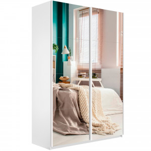 Шкаф-купе 2-х створчатый Прайм белый/зеркало 140х57х230