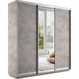Шкаф-купе 3-х створчатый Экспресс Медиум с зеркалом бетон 180х60х220
