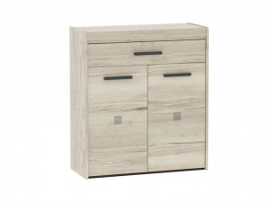 Тумба высокая с ящиками и полками  Мале Дуб галифакс белый 90х38х102