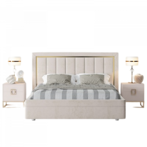 Кровать двуспальная Ванесса  Велюр бежевый 160x200