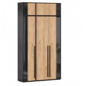 Шкаф распашной трехстворчатый с антресолью Неаполь черный 134 см