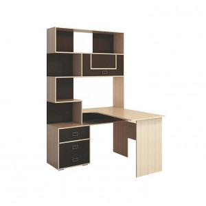 Стол компьютерный угловой Урбани Дуб молочный\венге 120х120х196