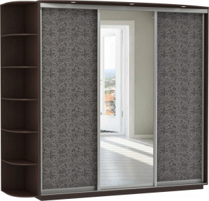 Шкаф-купе 3-х створчатый Оптим с зеркалом венге/экокожа 210х50х220