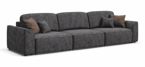 Диван прямой раскладной Кинг Велюр Серый 291см