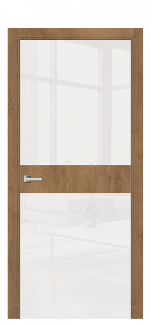 Межкомнатная дверь А10 ДО бакаут золотой из Экошпона со стеклом белым 80х200