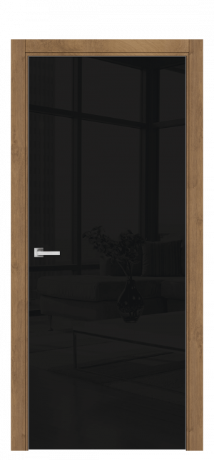 Межкомнатная дверь А11 ДО бакаут золотой из Экошпона со стеклом черным 80х200