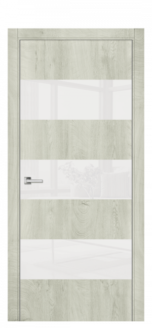 Межкомнатная дверь А13 ДО  Белый дым со стеклом белым 80х200