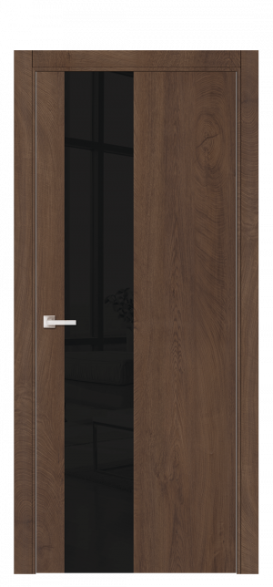 Межкомнатная дверь А4 ДО бакаут золотой из Экошпона с черным стеклом 80х200