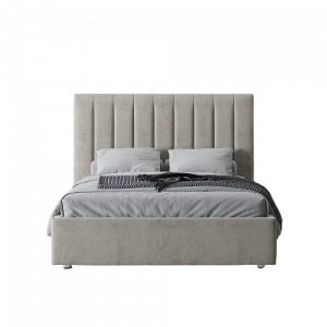 Кровать двуспальная с ПМ и ящиком Николь бежевый велюр 160х200