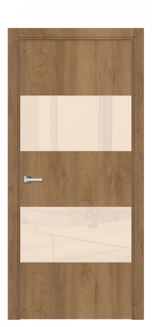 Межкомнатная дверь А7 ДО бакаут золотой из Экошпона со стеклом белым 80х200