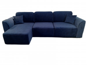 Диван угловой Бостон 2Д2 с оттоманкой синий 350х160