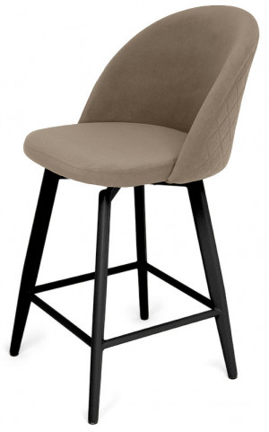 Полубарный стул Капри-5 поворотный коричневый велюр/черный металл 53х57х98