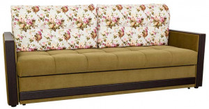 Диван прямой раскладной ППУ Адель2 зеленый с цветами 220см