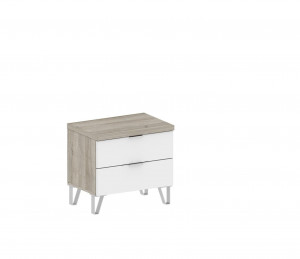 Тумба прикроватная 2 ящика  Анима белый\дуб сонома 56х38х53