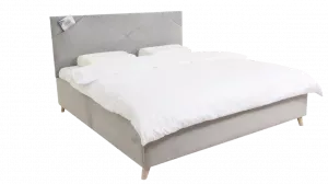 Кровать двуспальная Шарлота на ортопедическом основании серый велюр 160х200