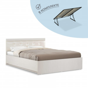 Кровать полутороспальная 140х200 с ортопедическим основанием с ПМ  Азалия Бодега Белый