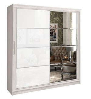 Шкаф-купе 2-х створчатый с зеркалом Танго-3 Анкор/белый/зеркало 200х60х220