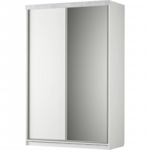 Шкаф-купе распашной 2-х створчатый с зеркалом  Акцент белый 140Х42Х202