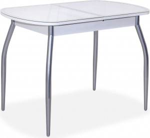 стол Касабланка-1 EVO (Белый, стекло белое, белая эко-кожа ромб)