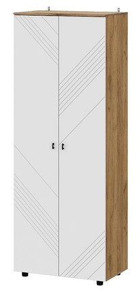 Шкаф распашной 2-х створчатый  Байкал дуб крафт золотой/белый матовый 80х46х211