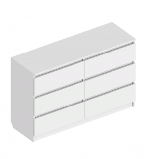 Комод 6 ящиков Бьянко белый  140х40х77
