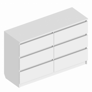 Комод с 6 ящиками Бьянко белый 120см