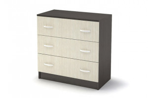 Комод 3 ящика Басса КМ 551-М  Белый/Тёмно-Коричневый 80х42х77