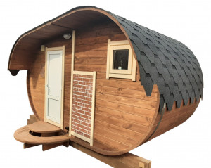 Баня-танк ассиметричная крыша Сосна 300х200