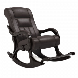 Кресло-качалка с подножкой Лексус с лозой коричневая экокожа 71х135х106