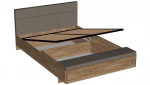 Кровать двухспальная Беата 160х200 с банкеткой и с подъемным механизмом дуб приморский