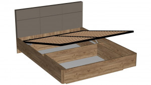 Кровать двуспальная Беата 160х200 с подъемным механизмом дуб приморский