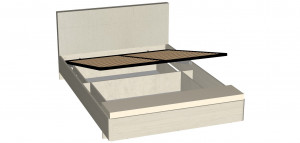 Кровать двухспальная Беата 160х200 с банкеткой и с подъемным механизмом дуб белый