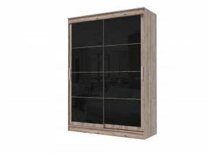 Шкаф-купе 2-х створчатый ГРАНД дуб горный/лакобель черная 160х62х220