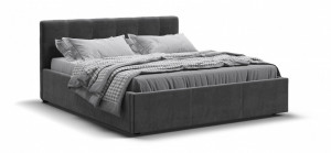 Кровать двуспальная 160х200 с мягким изголовьем Белла велюр Монолит серая