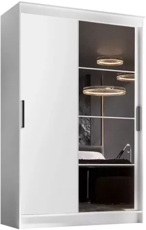 Шкаф-купе 2-х створчатый с зеркалом ЭЛЕГАНТ белый 126х59х200