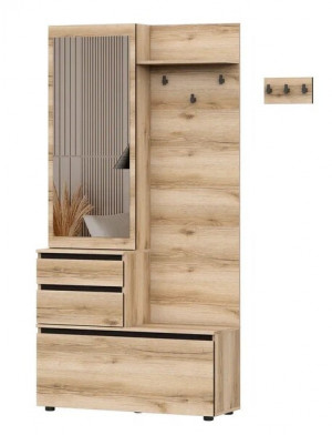 Прихожая с зеркалом Берген дуб делано/венге 100х35х200