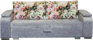 Диван прямой раскладной Алекс 22 серый цветы 240 см