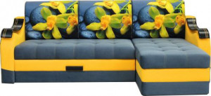 Диван угловой раскладной  Алекс 1 синий цветы 235х150 см
