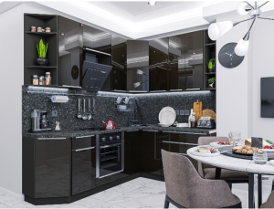 Кухонный гарнитур угловой Фьюжен Тёмно-Коричневый 234х220/179х60