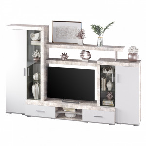 Гостиная Инстайл цвет Бетон/Белый 300х198х46