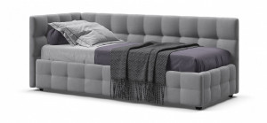 Кровать односпальная Босс мини с подъемным механизмом и ящиком велюр Moнолит сталь 218х108